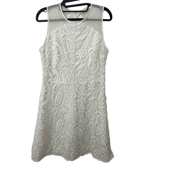 Sandro Regina Lace Overlay Mini Dress Womens Small Ivory Sandro Regina Lace Overlay Mini Dress Womens Small Ivory